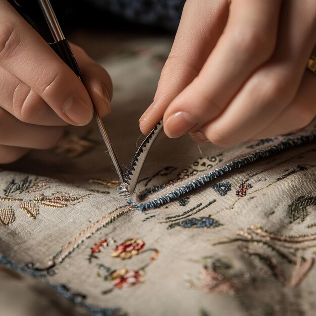 Zbliżenie na haftowane detale